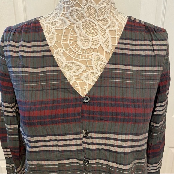Madewell V-Neck Button-Down Shirt in Pineview Plaid size S - Picture 6 of 11